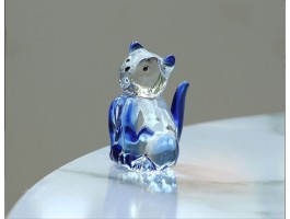 Кошка -Стеклянная фигурка в стиле Мурано. 5х2,5см,  ручная работа. Blue