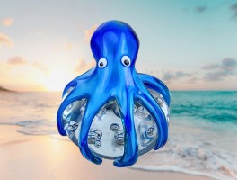 Осьминог на шаре- Стеклянная фигурка в стиле Мурано. 10х10х10см  Вес 900г