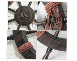 Штурвал настенный  62х62х5 см, дерево, OLD BLACK морской декор