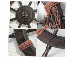 Штурвал настенный  62х62х5 см, дерево, OLD BLACK морской декор