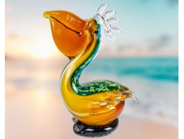 Пеликан. Стеклянная фигурка в стиле Мурано. 17х17х8 см  вес 700гр.