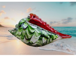 Морская ракушка . Стеклянная фигурка в стиле Мурано. (16X9х8см) Green4