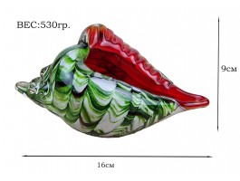 Морская ракушка . Стеклянная фигурка в стиле Мурано. (16X9х8см) Green4