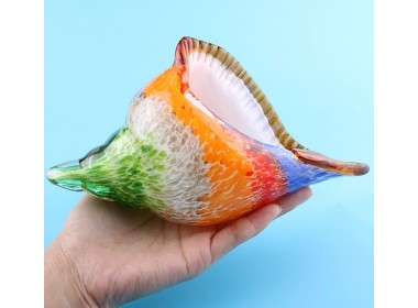 Морская раковина. Стеклянная фигурка в стиле Мурано. Высота 19X12см Rainbow