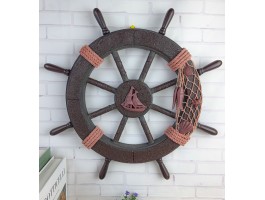 Штурвал настенный  45х45х4 см, дерево, OLD BLACK морской декор