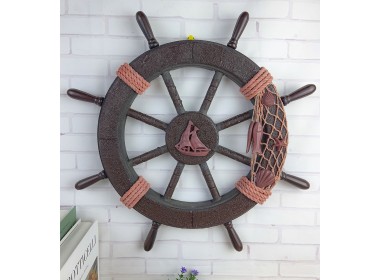 Штурвал настенный 45х45х4 см, дерево, OLD BLACK морской декор Штурвал настенный 45х45х4 см, дерево, OLD BLACK морской декор