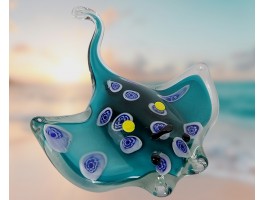 морской Скат- Стеклянная фигурка в стиле Мурано. 14х 14см  Вес 320г