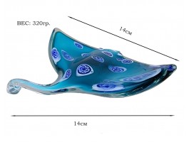 морской Скат- Стеклянная фигурка в стиле Мурано. 14х 14см  Вес 320г