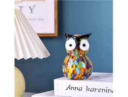 Сова Стеклянная фигурка в стиле Мурано. 12х7х8см  Вес 700г