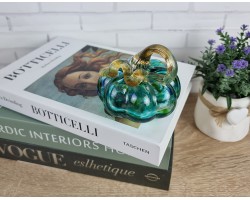 Тыква - Стеклянная фигурка в стиле Мурано. 8х8х8см  Вес 280г Green