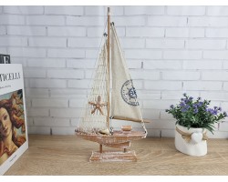Яхта  36х4х20 см, дерево, парусина,  морской декор Rustic