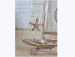 Яхта  36х4х20 см, дерево, парусина,  морской декор Rustic