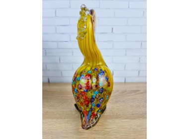 Пеликан с рыбкой. Стеклянная фигурка в стиле Мурано. 26 см Yellow